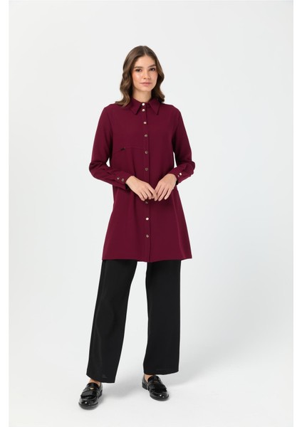 Aksesuar Detaylı Tunik Bordo modelleri