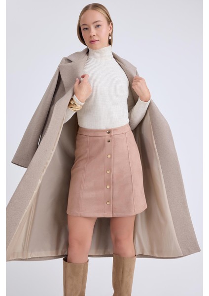 Ceket Yaka Kuşaklı Kaşe Kaban indirimleri