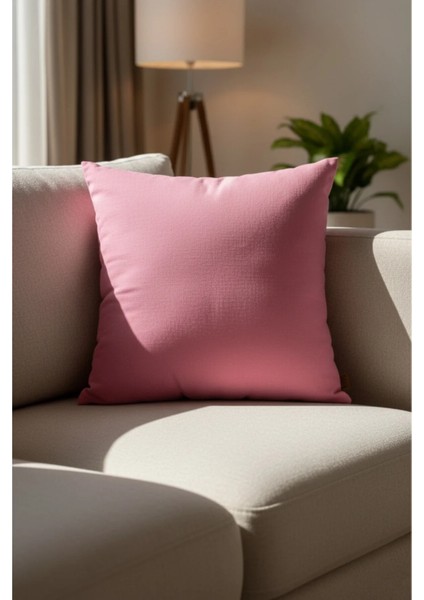 Sunset Pink 50X50 Kırlent Kılıfı – Düz Renk, Modern Dekoratif Yastık Kılıfı
