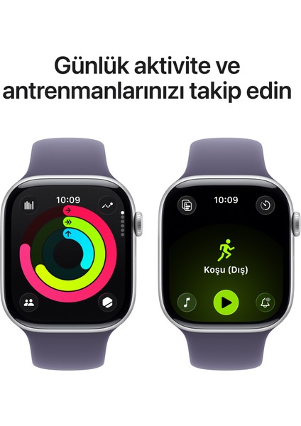 Watch Series 11 Gps + Cellular, 46 mm Gümüş rengi Alüminyum kasa ve Sis moru Spor kordon - M/l fırsatları
