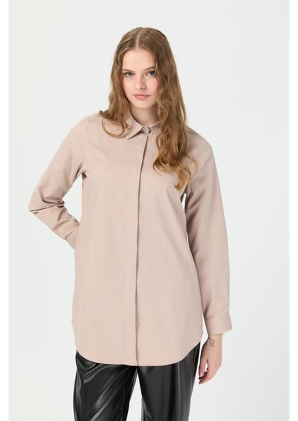 Milano Saten Arka Pileli Tunik Vizon fiyatları