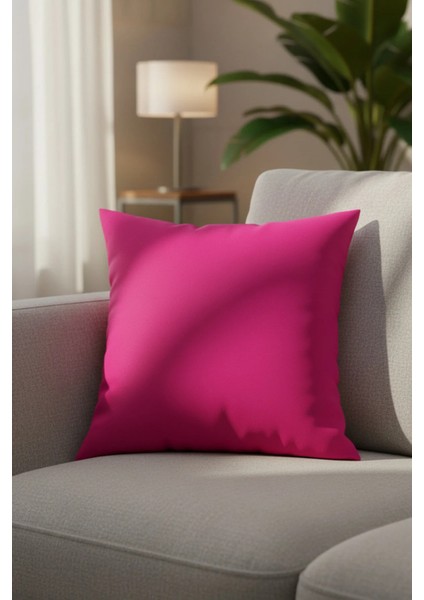 Mystic Fuchsia 50X50 Kırlent Kılıfı - Düz Renk, Modern Dekoratif Yastık Kılıfı