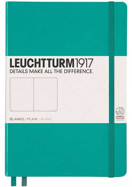Notebook Medium A5 Hardcover 251 Pages Plain Emerald