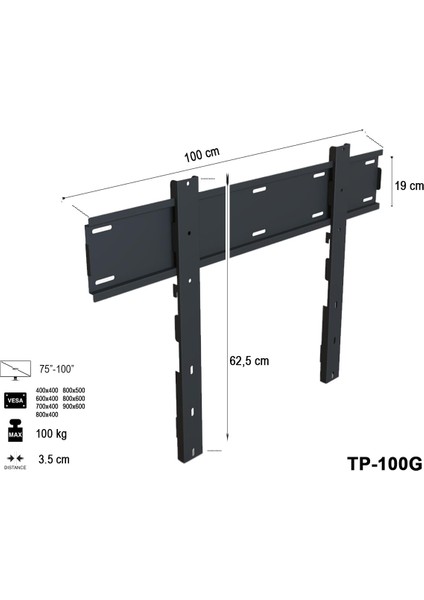 TP-100G Geniş Model Sabit Duvar Askı Aparatı