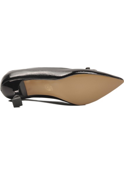 Siyah Kırışık Ince Kısa Topuklu Kadın Abiye Ayakkabı 357189 Z indirimleri