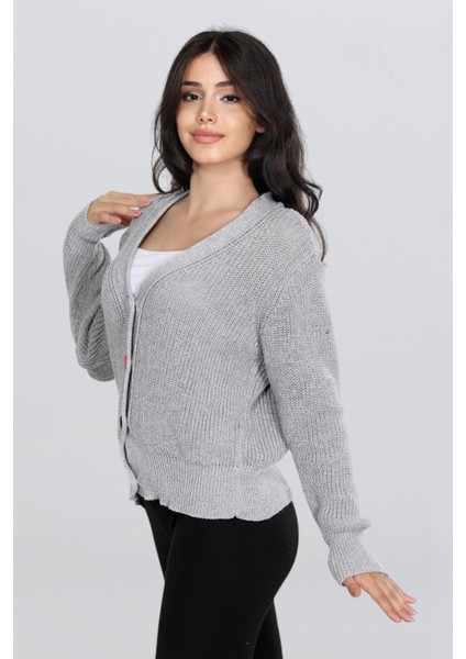 Kadın Renkli Düğme Detaylı Örgü Hırka FLT1008 modelleri