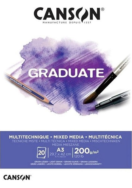 Çizim Bloğu Graduate Mıx Medıa Beyaz 20 Syf A3 200 gr