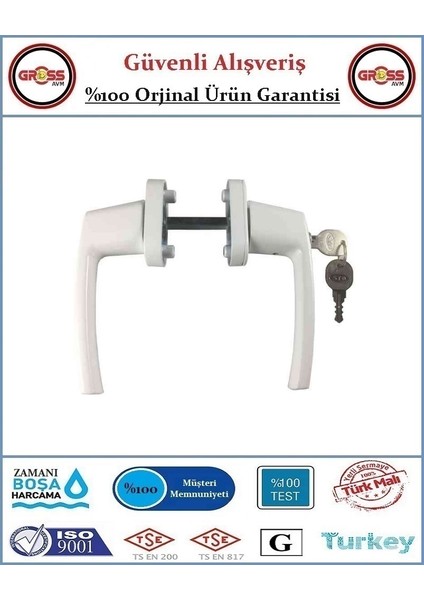 Pimapen Pencere ve Balkon Kapı Kolu - Anahtarlı Kilitli - İkili