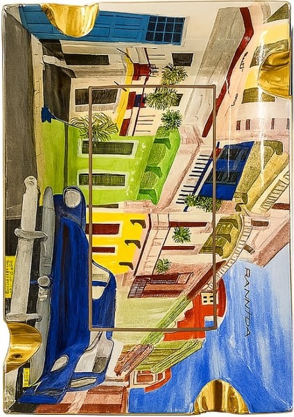 Küba Desenli Porselen Dörtlü Puro Küllüğü