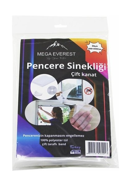 Çift Kanat Tül Pencere Sineklik 100X150 cm – 5 mt Bant