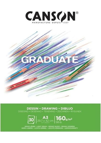 Çizim Bloğu Graduate Dessın Beyaz 30 Syf A3 160 gr