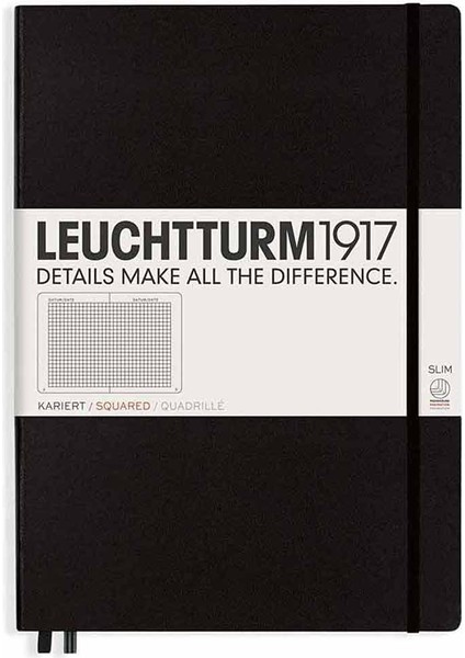 Notebook Master Slim A4 Hardcover 123 Pages Squared Black
