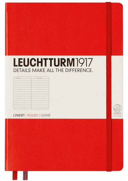 Notebook Medium A5 Hardcover 251 Pages Ruled Red