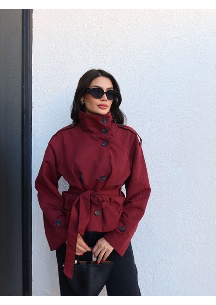 Apolet Detay Kuşaklı Kısa Trench