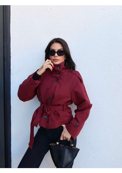 Apolet Detay Kuşaklı Kısa Trench fırsatları