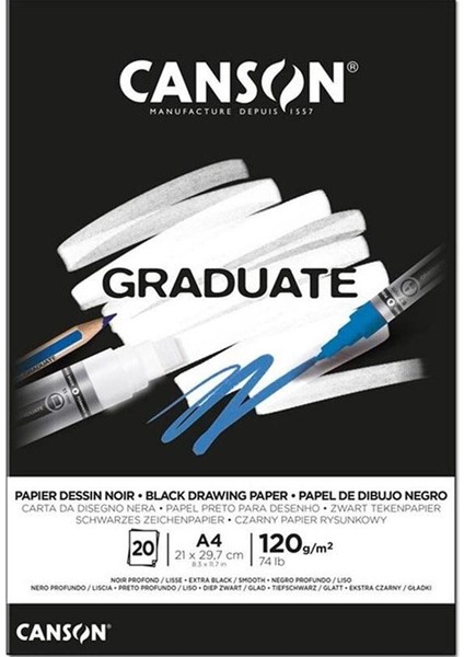 Çizim Bloğu Graduate Cangrad Siyah 20 Syf A4 120 gr