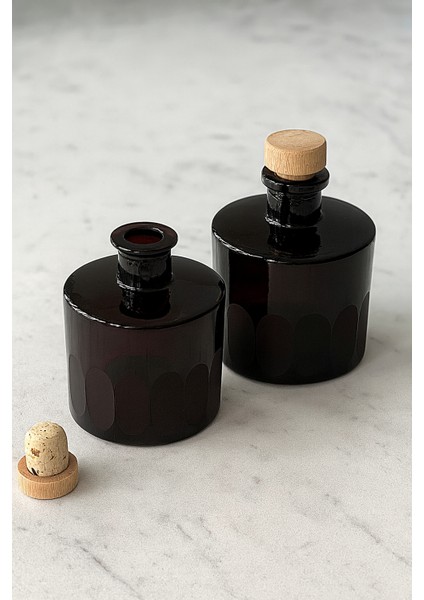 250 ml Vintage Yeşil Dekoratif Kristal 2 Li Set ,oda Kokusu ,vazo , Çok Amaçlı Şişe