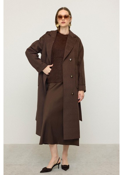 Torba Cepli Kendinden Desenli Oversize Limited Edition Kaban Kahve 3140