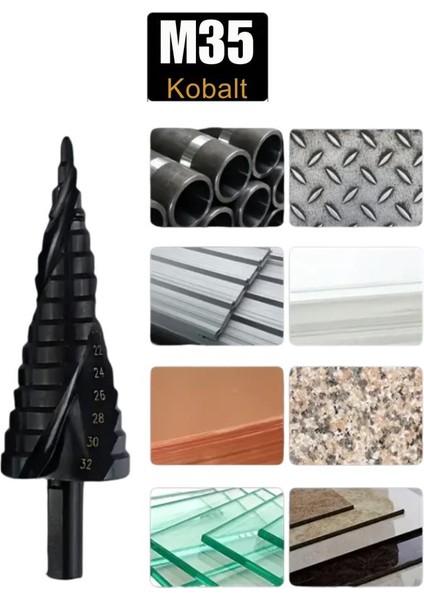 4-32 mm Krom Delici Kademeli Matkap Ucu %5 Kobalt M35 Özel Üretim