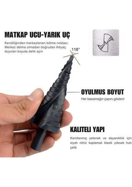 4-32 mm Krom Delici Kademeli Matkap Ucu %5 Kobalt M35 Özel Üretim modelleri