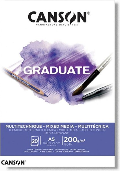 Çizim Bloğu Graduate Mıx Medıa Beyaz 20 Syf A5 200 gr
