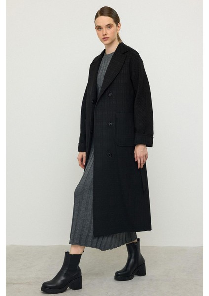 Torba Cepli Kendinden Desenli Oversize Limited Edition Kaban Siyah 3140