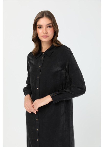 Kendinden Desenli Şık Tunik Siyah fiyatları