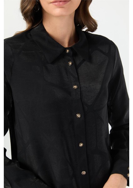 Kendinden Desenli Şık Tunik Siyah fırsatları