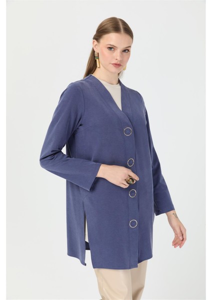 Halka Çıtçıtlı Hırka Indigo fiyatları