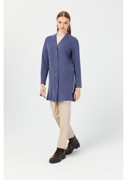 Halka Çıtçıtlı Hırka Indigo modelleri