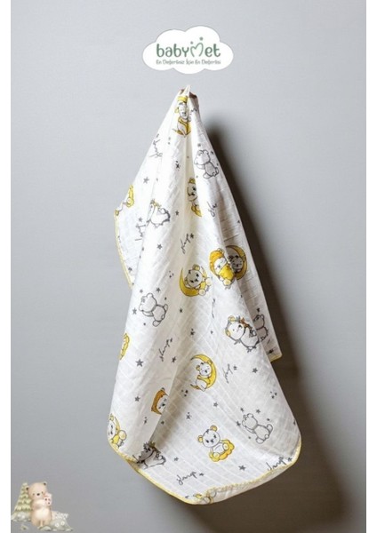 %100 Pamuk Müslin Bebek Battaniyesi 80x90 cm – Ayıcık Desenli, Yumuşak&Doğal fiyatları