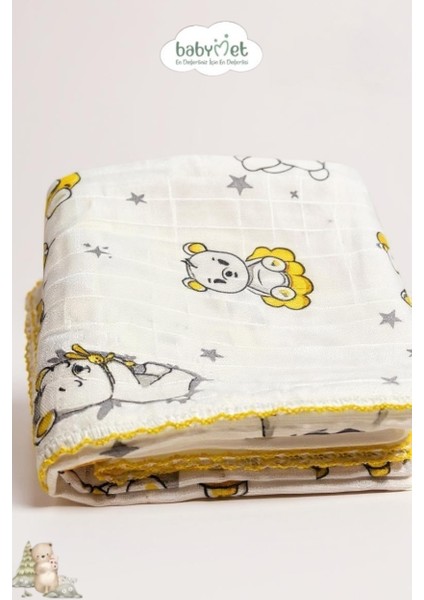 %100 Pamuk Müslin Bebek Battaniyesi 80x90 cm – Ayıcık Desenli, Yumuşak&Doğal modelleri