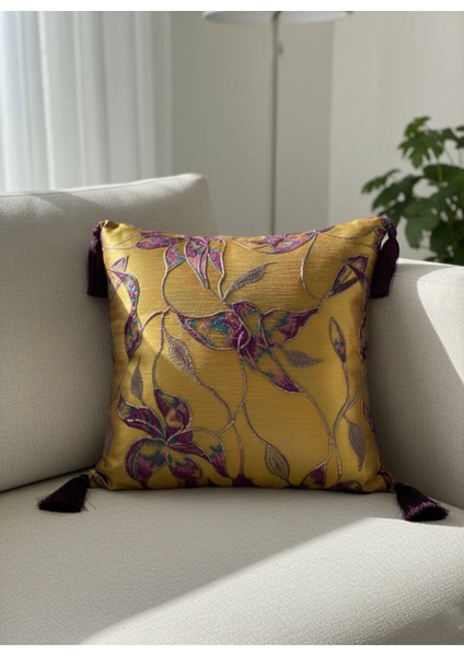 Altın Yaprak Rüyası (Kalın El Işi Püsküllü) 45X45 Kırlent (premium) fiyatları