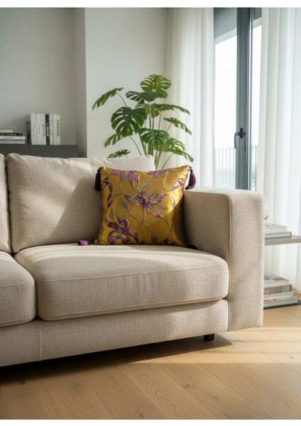 Altın Yaprak Rüyası (Kalın El Işi Püsküllü) 45X45 Kırlent (premium) modelleri