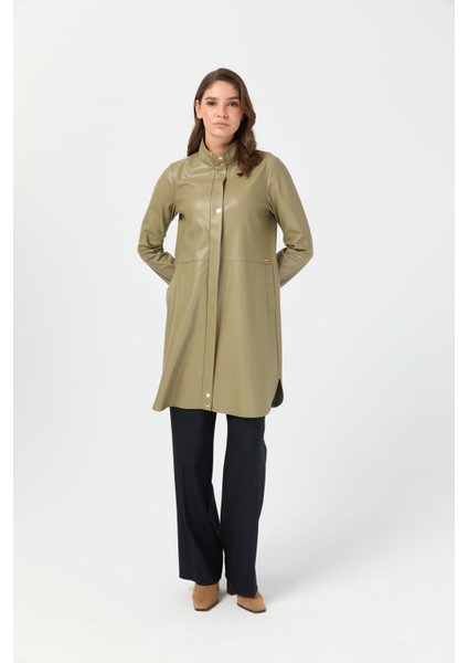 Içi Nubuk Kaplı Deri Ceket Mont Haki modelleri