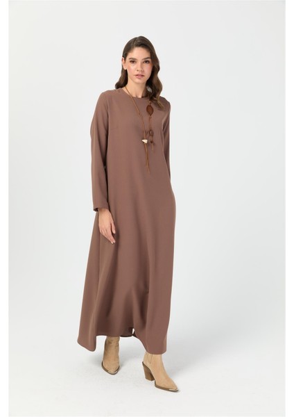 Rahat Kesim Kolyeli Elbise Taba modelleri