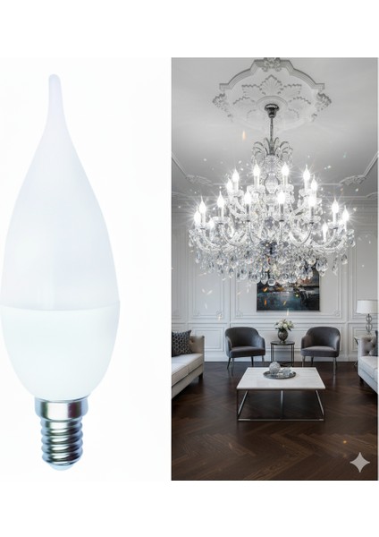 KES210 E14 Kıvrık Buji 7W LED Ampul Beyaz Işık (Dekoratif Avize Ampulü)