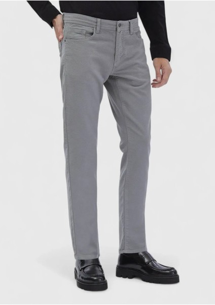 Gri Düz Dokuma Slim Fit Casual Pamuk Karışımlı Pantolon modelleri