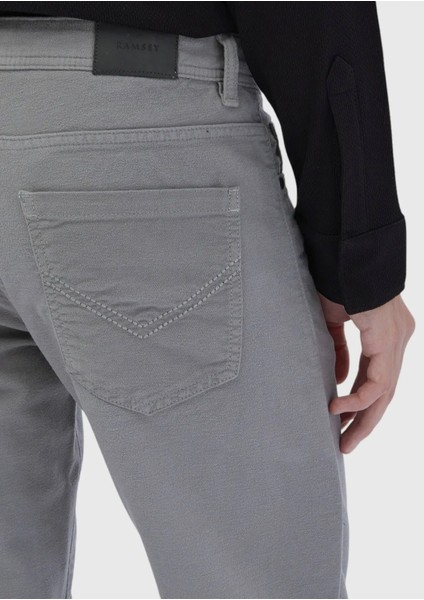 Gri Düz Dokuma Slim Fit Casual Pamuk Karışımlı Pantolon indirimleri
