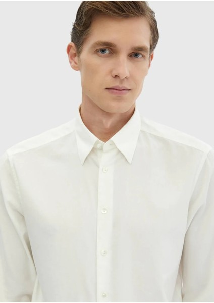 Ekru Düz Casual Fit Dokuma Casual Pamuk Karışımlı Gömlek fiyatları