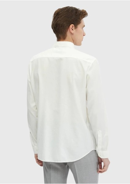 Ekru Düz Casual Fit Dokuma Casual Pamuk Karışımlı Gömlek fırsatları