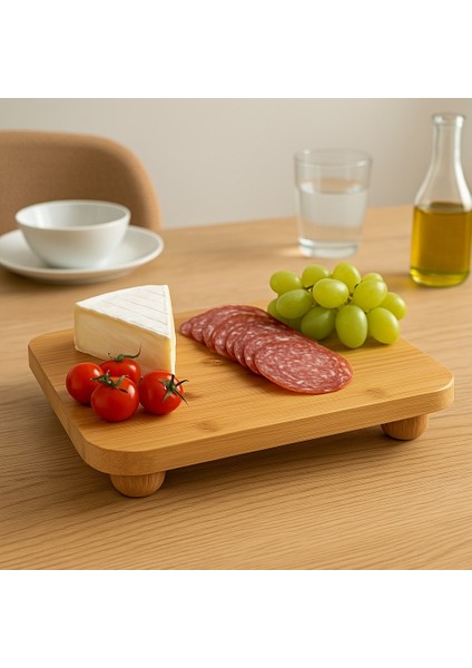 Bambu Top Ayaklı Diktorgen Sunumluk 25 cm ( Alg)