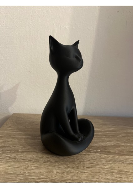 Kedi Severler Için Siyah Sabırlı Kedi Heykeli Dekoratif Obje Biblo modelleri