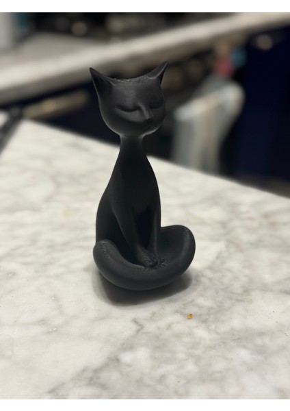 Kedi Severler Için Siyah Sabırlı Kedi Heykeli Dekoratif Obje Biblo fırsatları