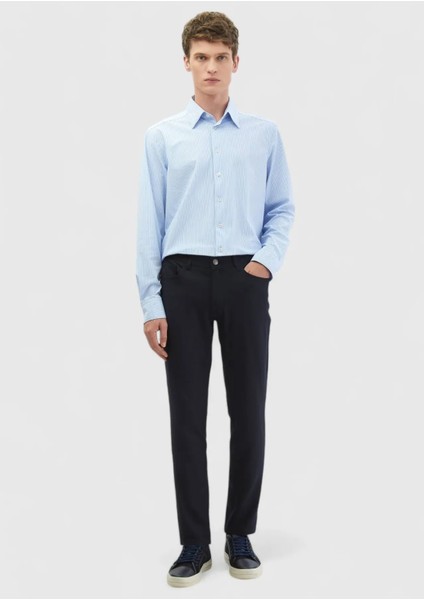 Mavi Çizgili Regular Fit Klasik Gömlek fiyatları