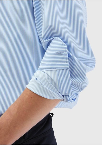 Mavi Çizgili Regular Fit Klasik Gömlek indirimleri