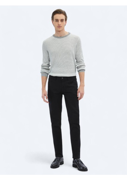 Siyah Slim Fit Denim Pamuk Karışımlı Pantolon