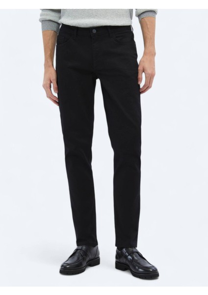 Siyah Slim Fit Denim Pamuk Karışımlı Pantolon fiyatları