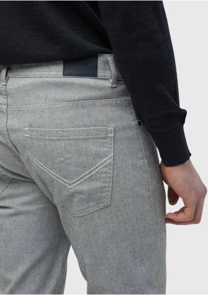 Gri Düz Dokuma Slim Fit Casual Pamuk Karışımlı Pantolon indirimleri