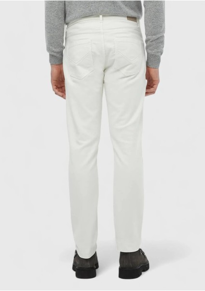 Ekru Düz Dokuma Slim Fit Casual Pamuk Karışımlı Pantolon indirimleri